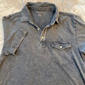 American eagle distressed blue polo